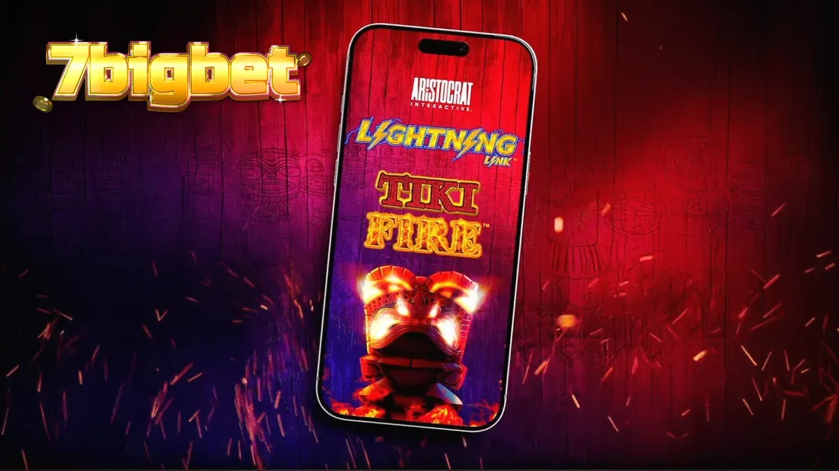 Tampilan visual bertema Polinesia dari permainan slot Tiki Fire